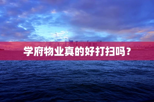 学府物业真的好打扫吗？
