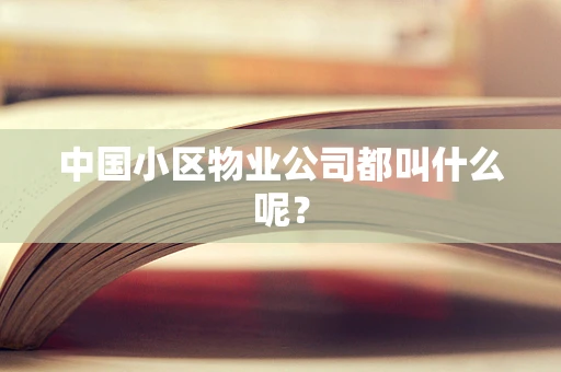 中国小区物业公司都叫什么呢？